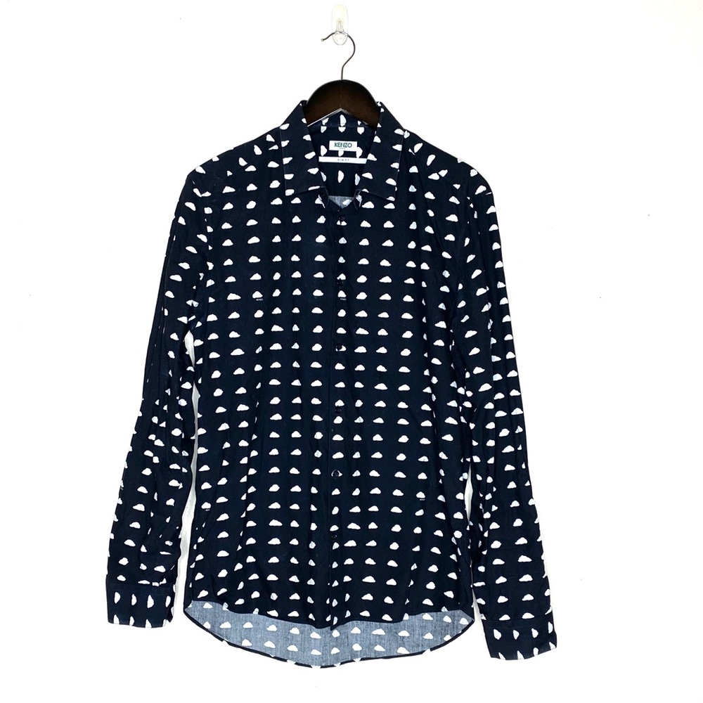 Kenzo Black White Cloud Slim Fit Dress Shirt